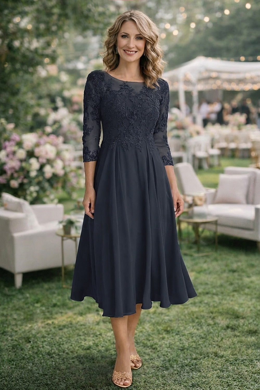 A-Line Ankle Length Party Dress Cocktail Dress Wedding Guest Dress Mother  of the Bride Dress