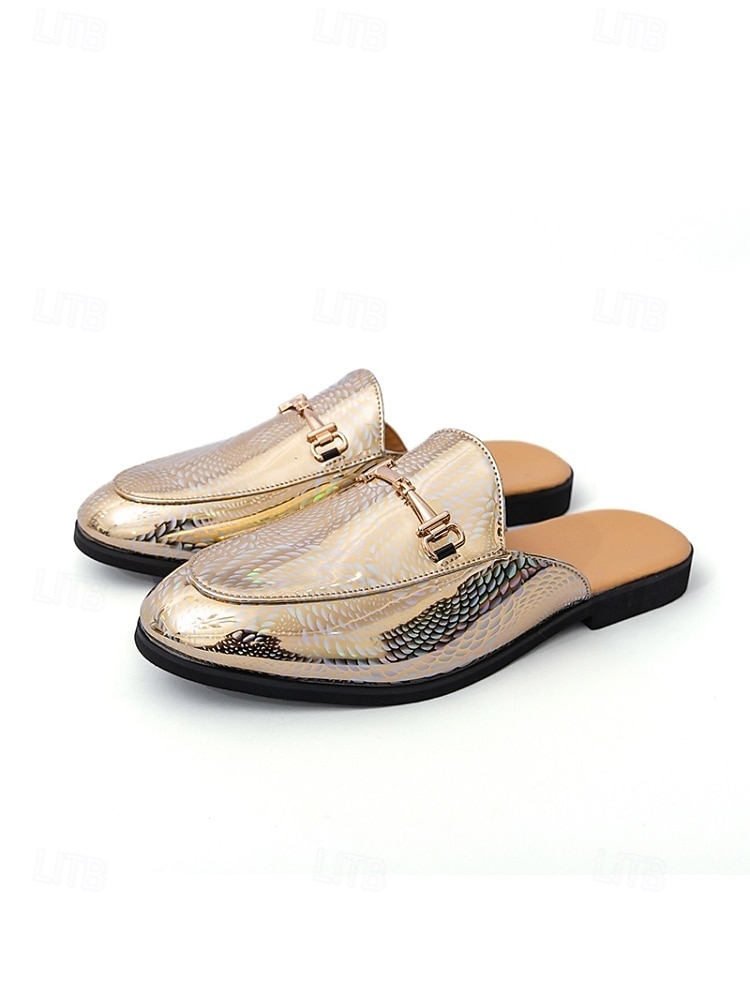 Men's Faux Leather Green Textured Slip-On Loafers, Elegant and Bold Wedding Shoes for Special Occasions 2026 - $46.99 –P8