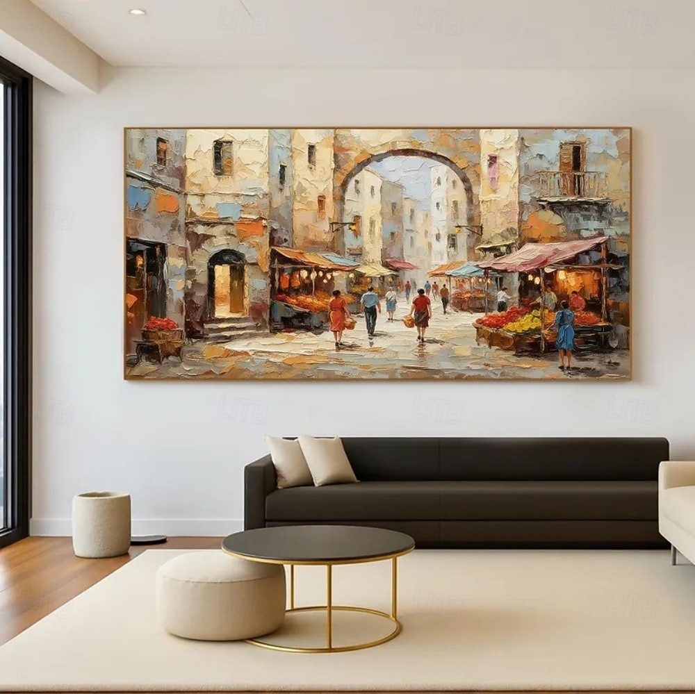 kézzel készített olajfestmény vászon faldekoráció építészet utcakép lakberendezéshez keret nélküli, feszítetlen festmény 2026 - $87.99 –P5