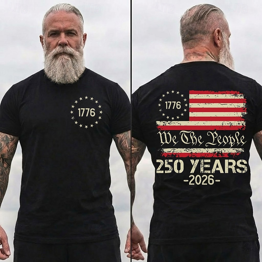 4th of July 2026 250th Memorial Day Men's 3D Print US Flag Crew Neck Short Sleeve T-Shirt Daily Street 2026 - $21.99 –P3