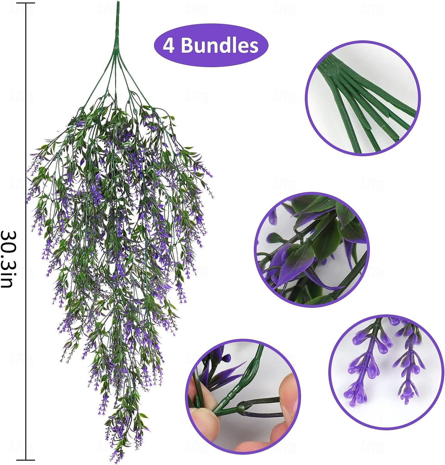Conjunto de 4 arranjos de flores artificiais para pendurar, trepadeiras artificiais para exterior, resistentes aos raios UV, decoração de fundo para jardim, varanda, janela, pátio, vasos suspensos, de 2026 por $21.99 –P2