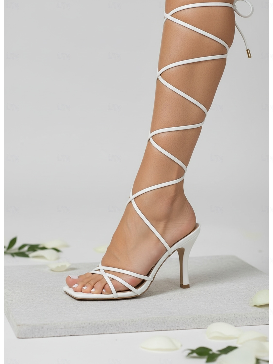 sandali da donna con tacco alto e cinturino color carne - eleganti scarpe da sposa con lacci per spose, matrimoni in giardino e occasioni speciali del 2026 a $32.99 –P3
