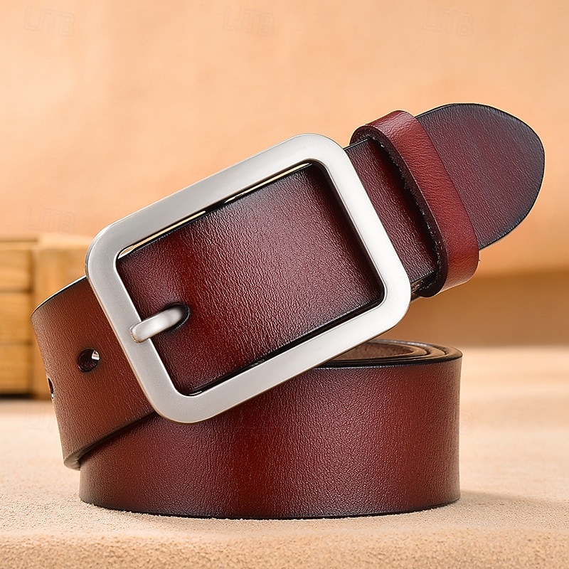 Men Belt Classic Leather Elegant Fashion Casual Solid Color Black Red Casual Daily Business Waist Belt 2026 - $14.99 –P5