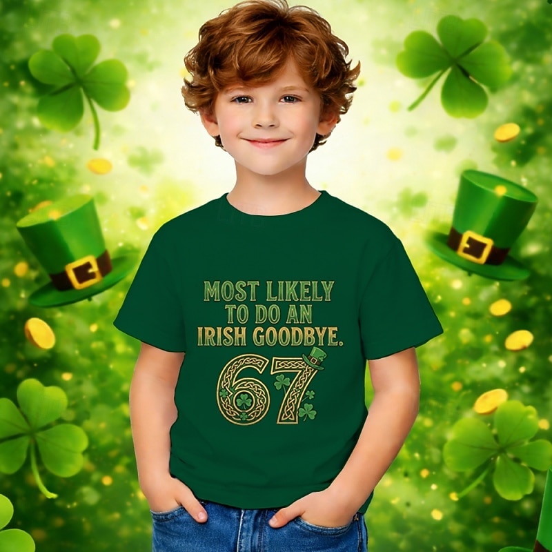 St. Patrick St. Paddy's Day Boys' 3D Graphic Funny Slang 67 T shirt Tee Short Sleeve 3D Print Summer Spring Sports Fashion Streetwear Kids 4-12 Years Crew Neck Casual Daily Outdoor Regular Fit 2026 - $14.49 –P2