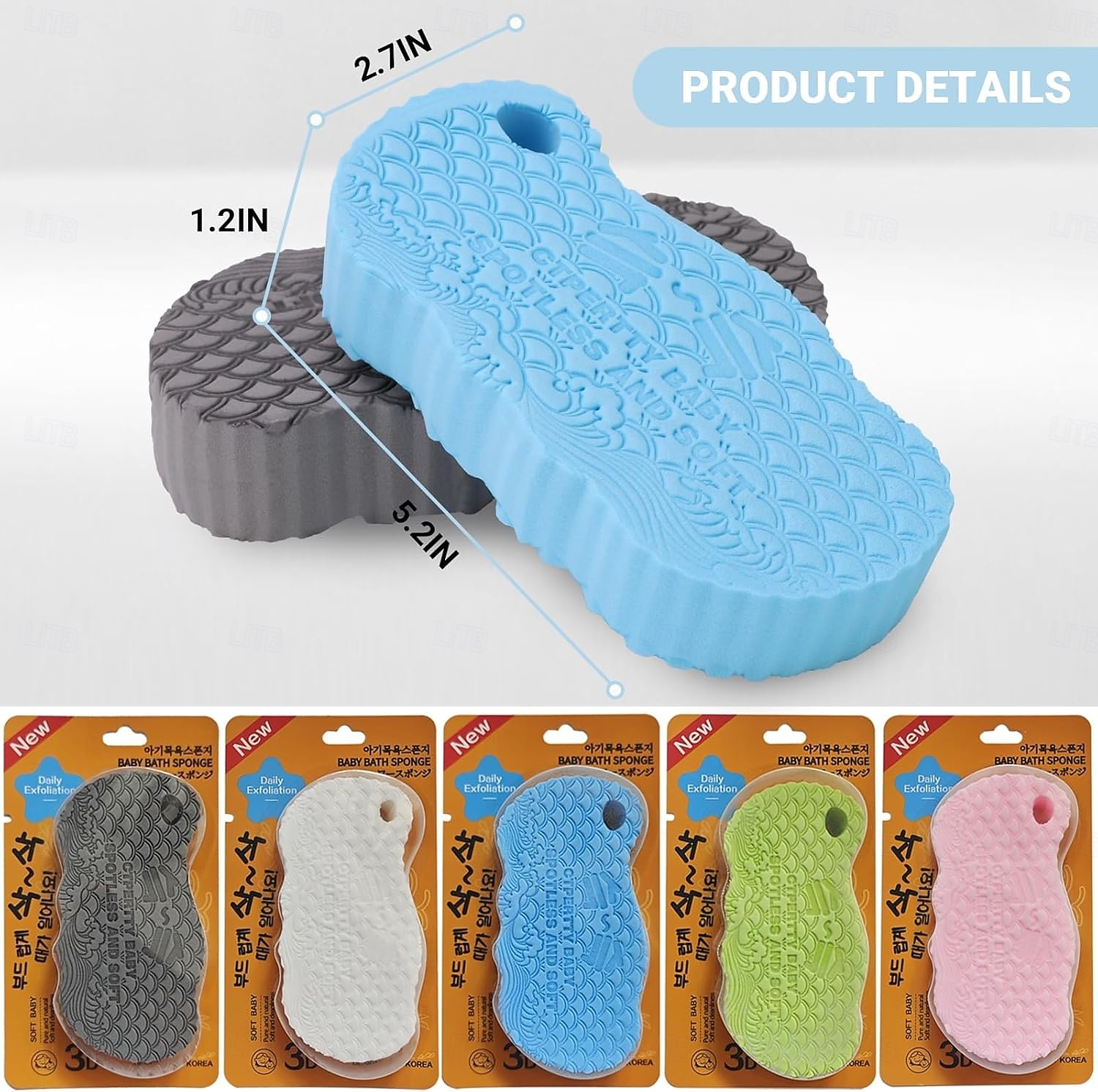5pcs Magic Exfoliating Body Scrubber,3D Super Soft Exfoliating Bath Sponge, Removes Dead Skin and Impurities from Body-Skin Friendly and Reusable for Adults Children 2026 - $24.99 –P6