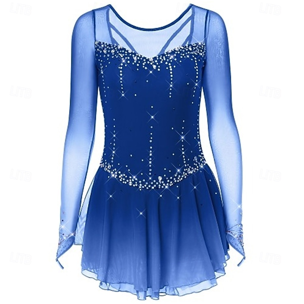 Vestido de patinaje artístico Chica Patinaje Sobre Hielo Vestidos Negro Blanco Amarillo Retazos Costura asimétrica Elástico Entrenamiento Competición Ropa de Patinaje Clásico Cristal / Strass Manga 2026 - $241.49 –P6