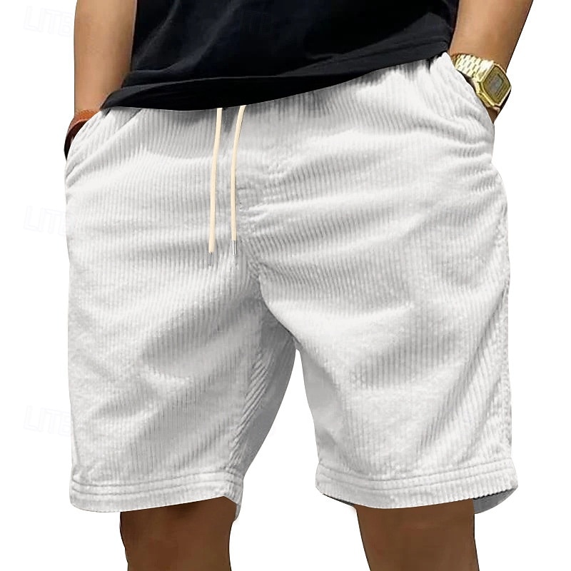 Herren Shorts Freizeitshorts Cordshorts Tasche Elastischer Bund Rein Einfach Vertikale Streifen Komfort Atmungsaktiv Über dem Knie Lässig Outdoor Strand Urlaub Mode Schwarz Weiß Mikroelastisch 2026 - $18.99 –P7