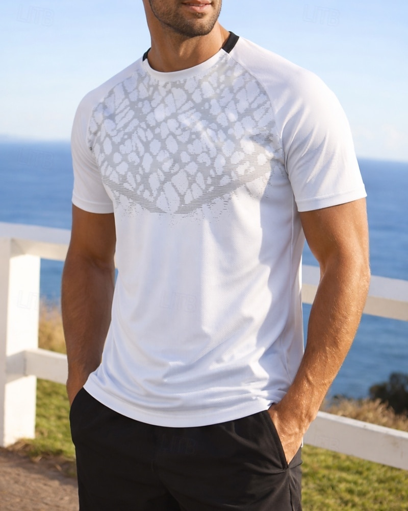 Муж. Графика Футболка для бега Компрессионная футболка Спортивная рубашка Спортивный топ Лето С короткими рукавами Быстровысыхающий Влагоотводящие Дышащий Тренировка в тренажерном зале Прогулки Бег 2026 - $20.99 –P4