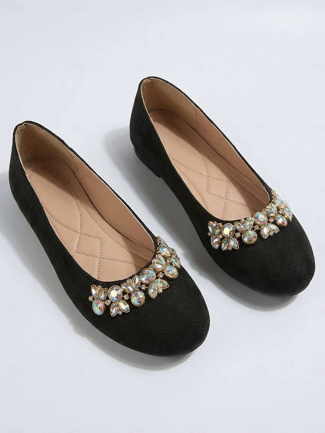 Pinkfarbene Wildleder-Ballerinas für Damen mit Strassverzierungen – bequeme Slipper für Alltag, Arbeit und Shopping 2026 - $19.99 –P1