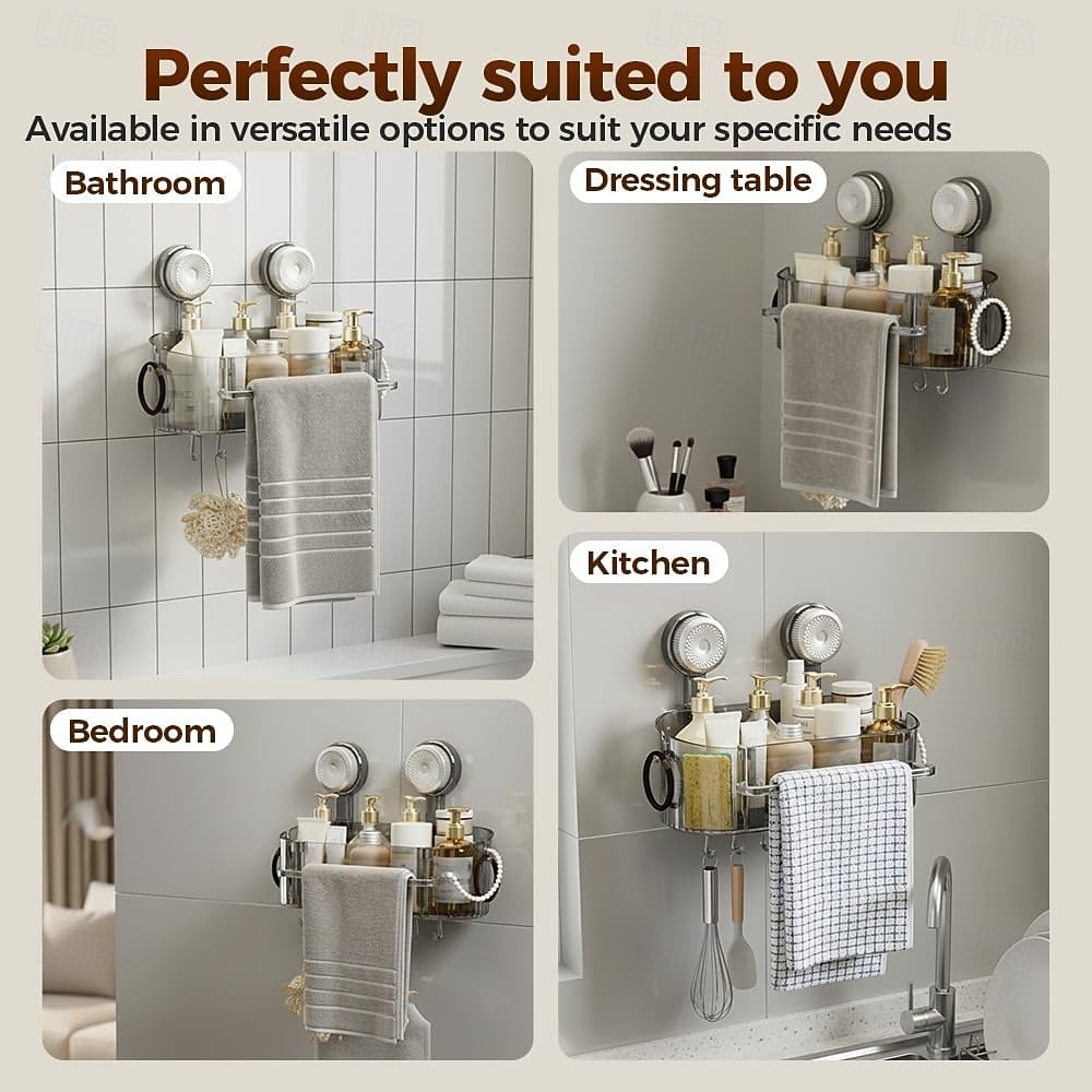 2026年 ドリル不要の浴室用吸盤収納ボックス、2026アップグレード取り外し可能な浴室用吊り下げ式吸盤収納ボックス、家庭用波形吸盤収納ホルダー、浴室用シャワーキャディ  コレクション – $16.99 –P6