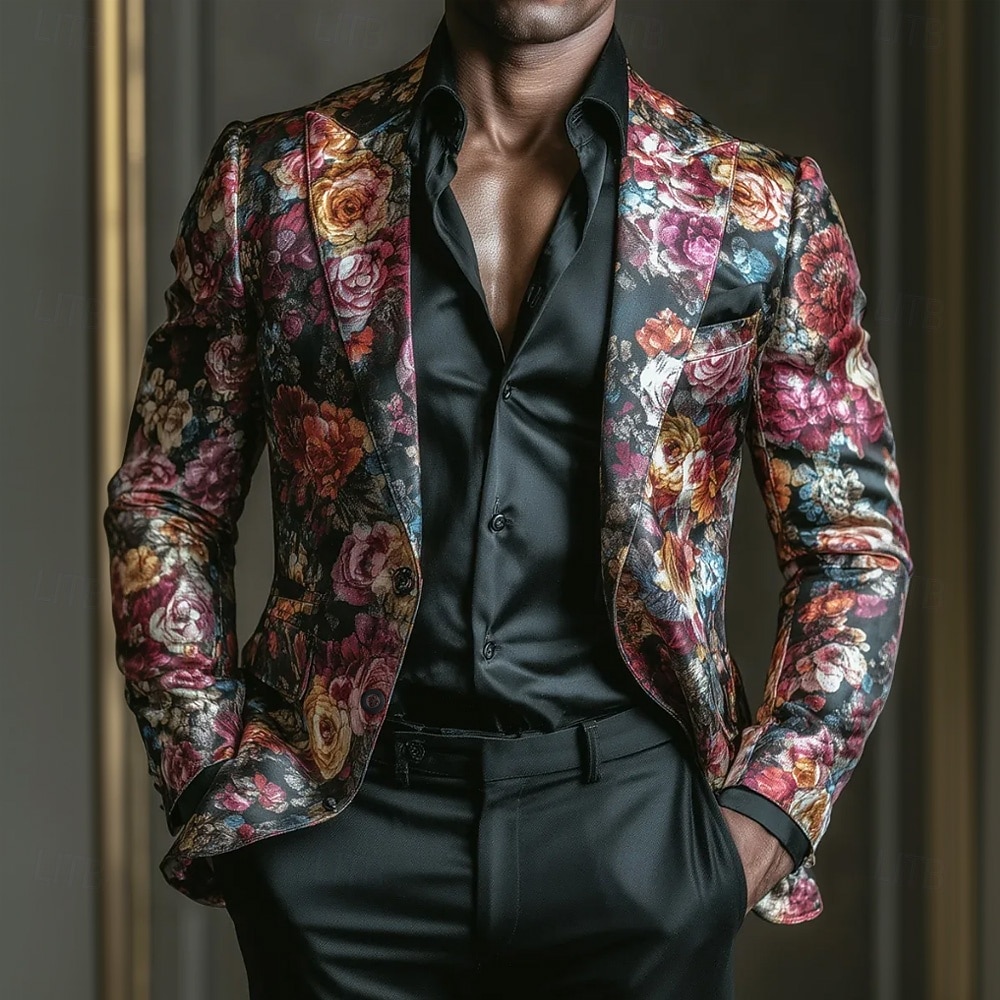 Homens Estampa floral Jaqueta Blazer Casaco Da Moda Confortável Respirável Artistíco Casual Diário Festa Formal Impressão 3D Botões Bolso multi Outono & inverno Primavera Entalhe Manga Longa Azul de 2026 por $85.99 –P1