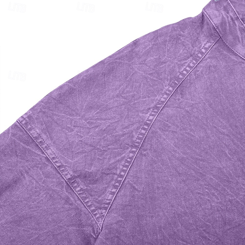 Voor heren T-shirt Henley-shirt Overhemd van 100% katoen met zure wassing Lange mouw Effen Effen kleur Vintage Streetwear Casual Kledingstuk geverfd Bleek Puur Opstaand Henley Casual Huis Straat 2026 - $33.99 –P5