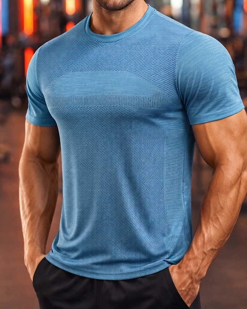 Hombre Color sólido Camiseta Running Camiseta Compresión Camisa atlética Top deportivo Verano Manga Corta Secado rápido Dispersor de humedad Transpirable Entrenamiento de gimnasio Paseo Correr Azul 2026 - $18.99 –P6