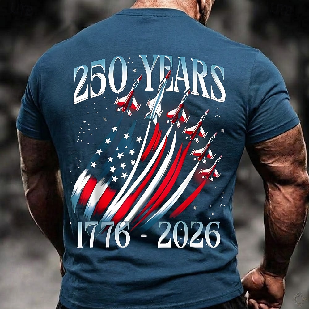 4 luglio 2026 250° Giorno della Memoria Maglietta a Manica Corta con Stampa 3D Bandiera USA per Uomini Quotidiano del 2026 a $21.99 –P2