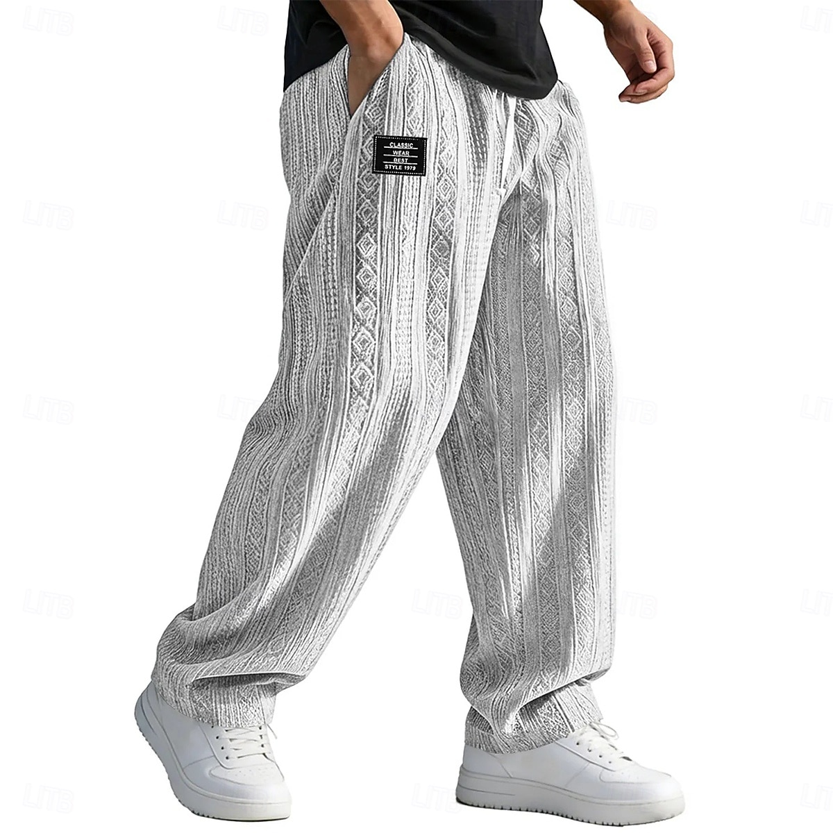 Per uomo Pantaloni Pantaloni Larghi Pantaloni casual Pantaloni testurizzati Jacquard Elastico in vita Gamba Dritta Semplice Traspirante Lunghezza intera Casuale Quotidiano All'aperto Vacanza Moda del 2026 a $25.99 –P7