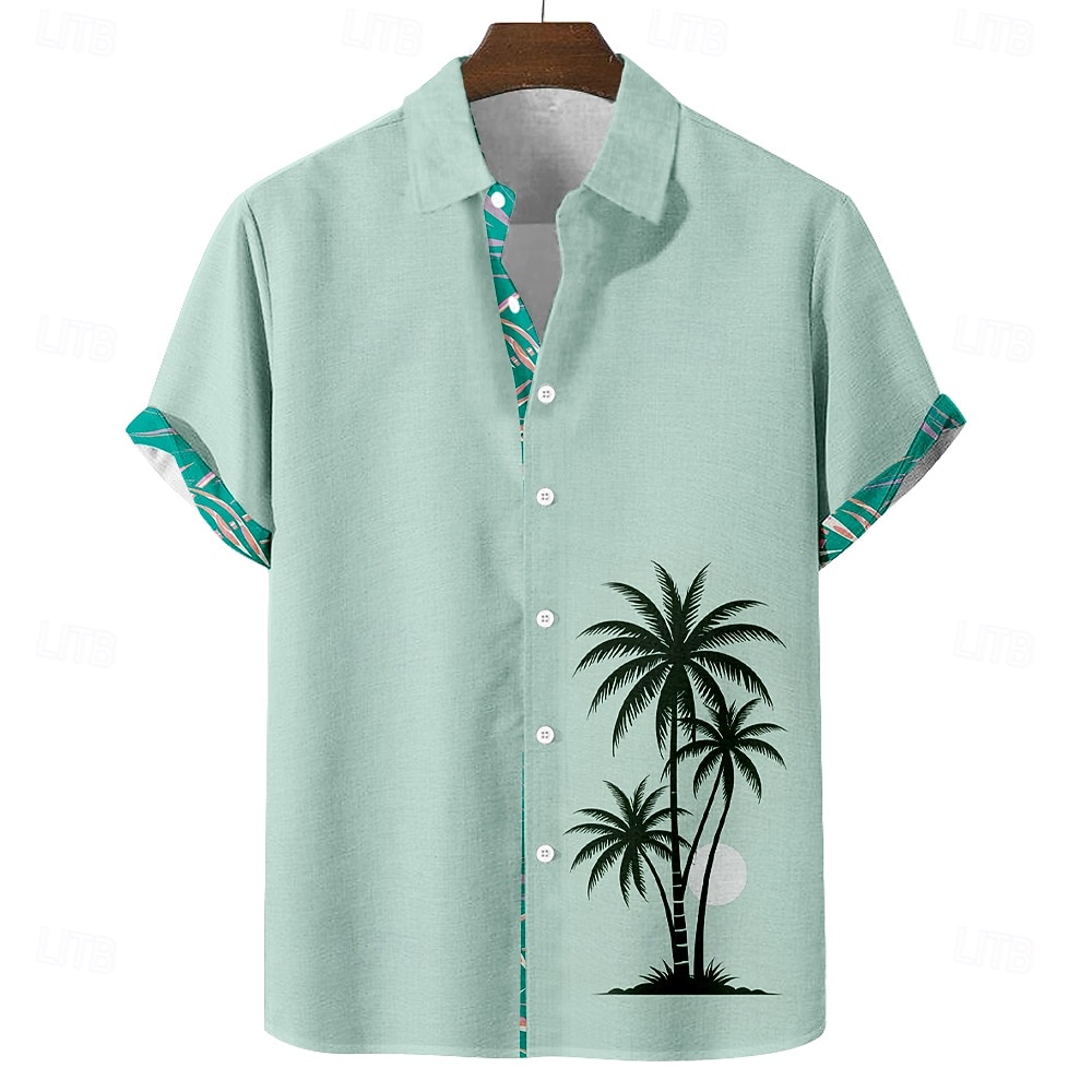Men's Coconut Tree Tropical Plants Summer Hawaiian Shirt Button Up Shirt Aloha Shirt Short Sleeve Hawaiian Vacation Holiday Beach Wear Summer Spring Turndown 3D Print Linen Like Shirt Blue Pink Green 2026 - $25.99 –P2