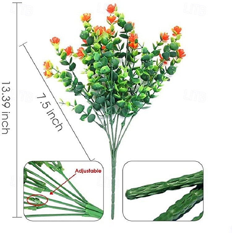 6 חבילות פרחים מלאכותיים פרחים מזויפים חיצוניים לקישוט עמיד בפני UV ללא דהייה צמחי פלסטיק מלאכותיים גינה למרפסת חלון עיצוב ארגזי חלון 2026 - $6.99 –P12