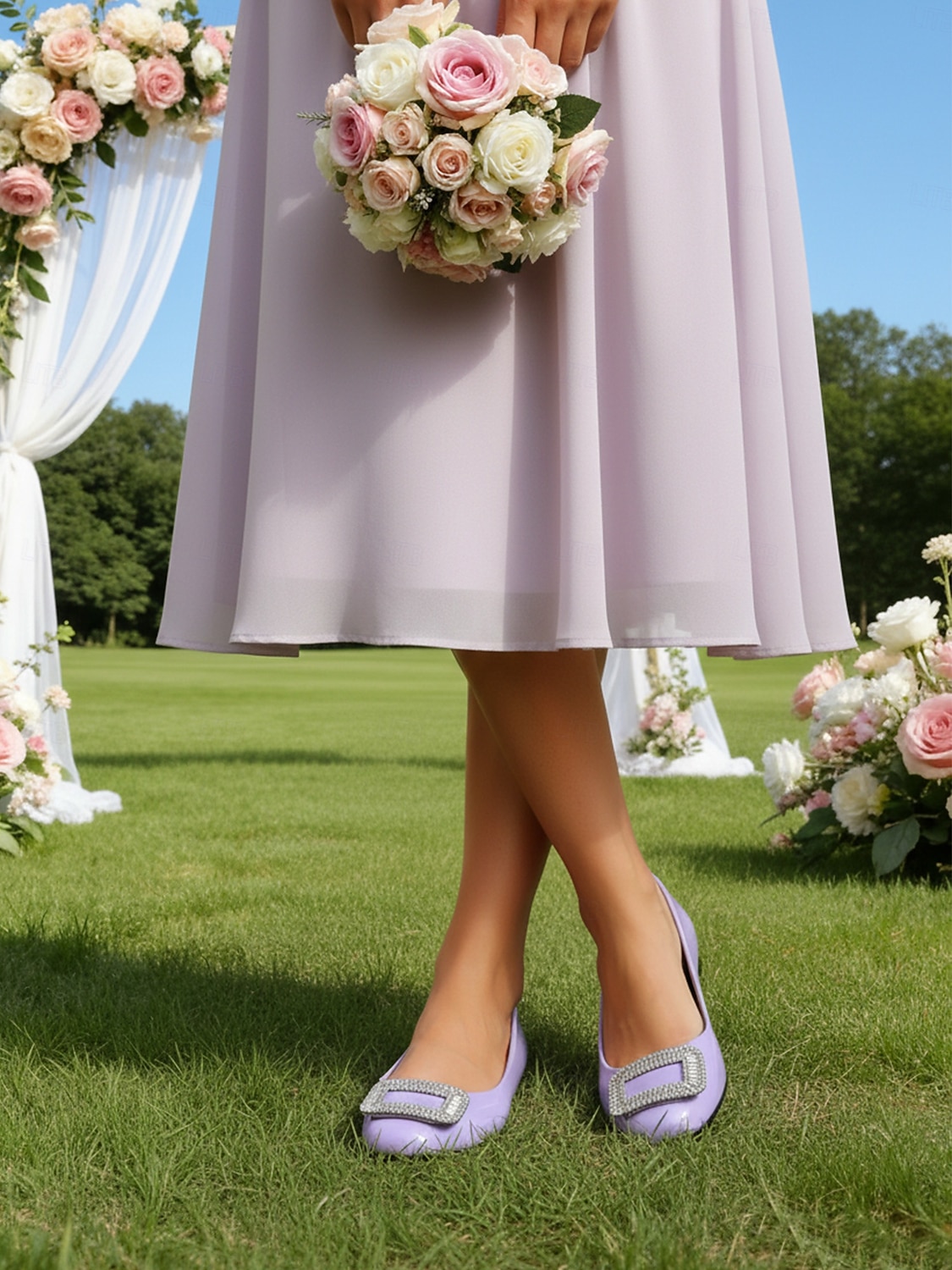 Sapatilhas femininas verde-esmeralda com fivela de cristal – sapatos elegantes para damas de honra em casamentos ao ar livre no jardim. de 2026 por $34.99 –P5