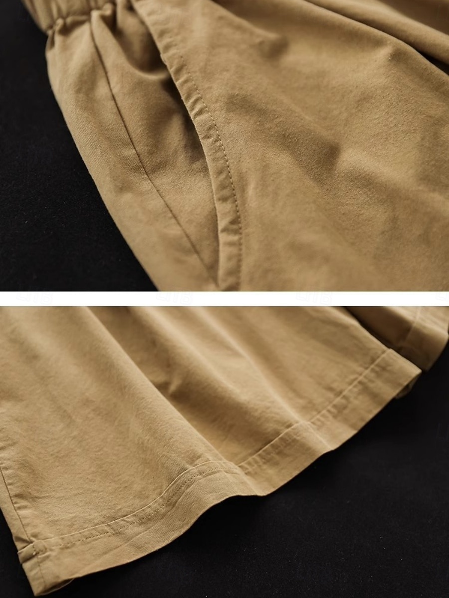 Dame Imitert bomullslin kinesisk Shorts Sommershorts Ferie Mote Gatemote Full lengde Høy Midje عادي Lomme Elastisk midje comfy Komfort Myk Elastisk utendørs Gate Aprikos Svart Grønn Kakifarget Sommer 2026 - $19.99 –P2