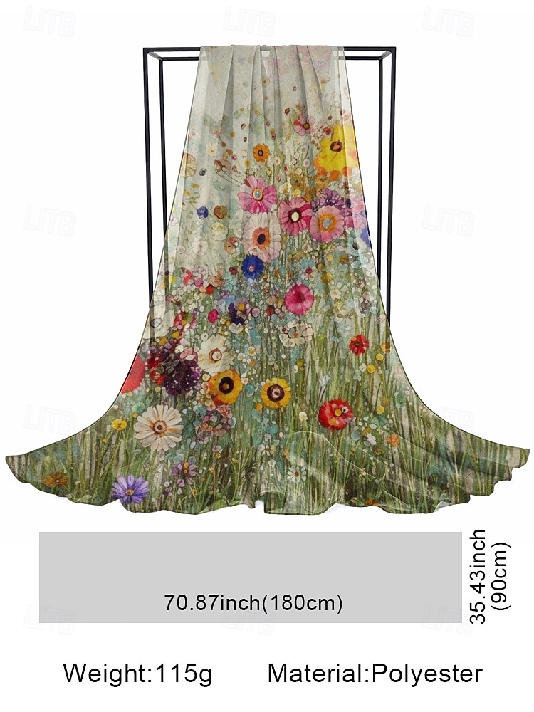 Женский шарф из полиэстера с изображением клевера, изготовленный из дышащего шифона, с зеленым узором в виде клевера, идеально подходит для Дня Святого Патрика и повседневной носки. 2026 - MXN $319.52 –P6