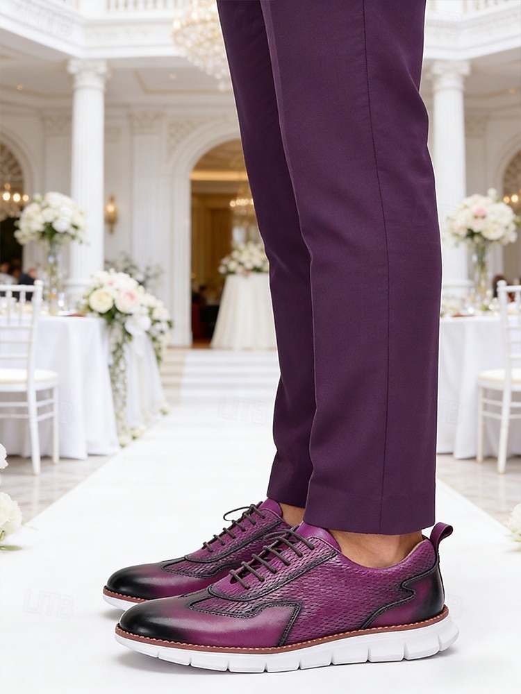 Tênis masculino de couro legítimo cor bordô, elegantes sapatos para noivo e padrinhos. de 2026 por $79.99 –P4