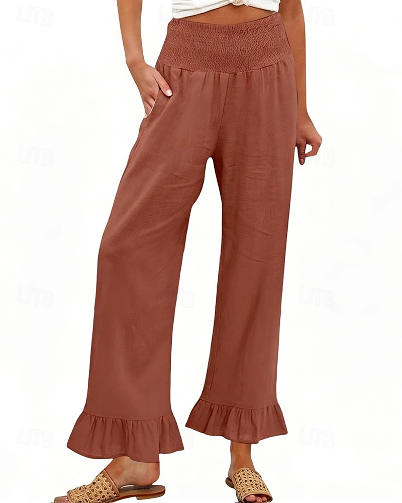 Pentru femei Pantaloni Pantaloni casual Drept Modă Șic Stradă De Bază Lungime totală Talie Înaltă Simplu Buzunar Talie elastică Comfortabil Inelastic Zilnic Vacanță Stradă Albastru piscină Negru 2026 - $26.99 –P7