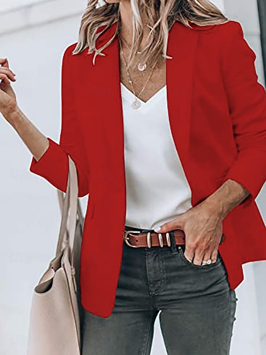 Damen Blazer Bequem Tasche Mode Lässig Einfach Straße Alltagskleidung Ausgehen Wochenende Regulär Gekerbtes Revers Schlank Langarm Oberbekleidung Schwarz Weiß Gelb Frühling Herbst 2026 - $29.99 –P15