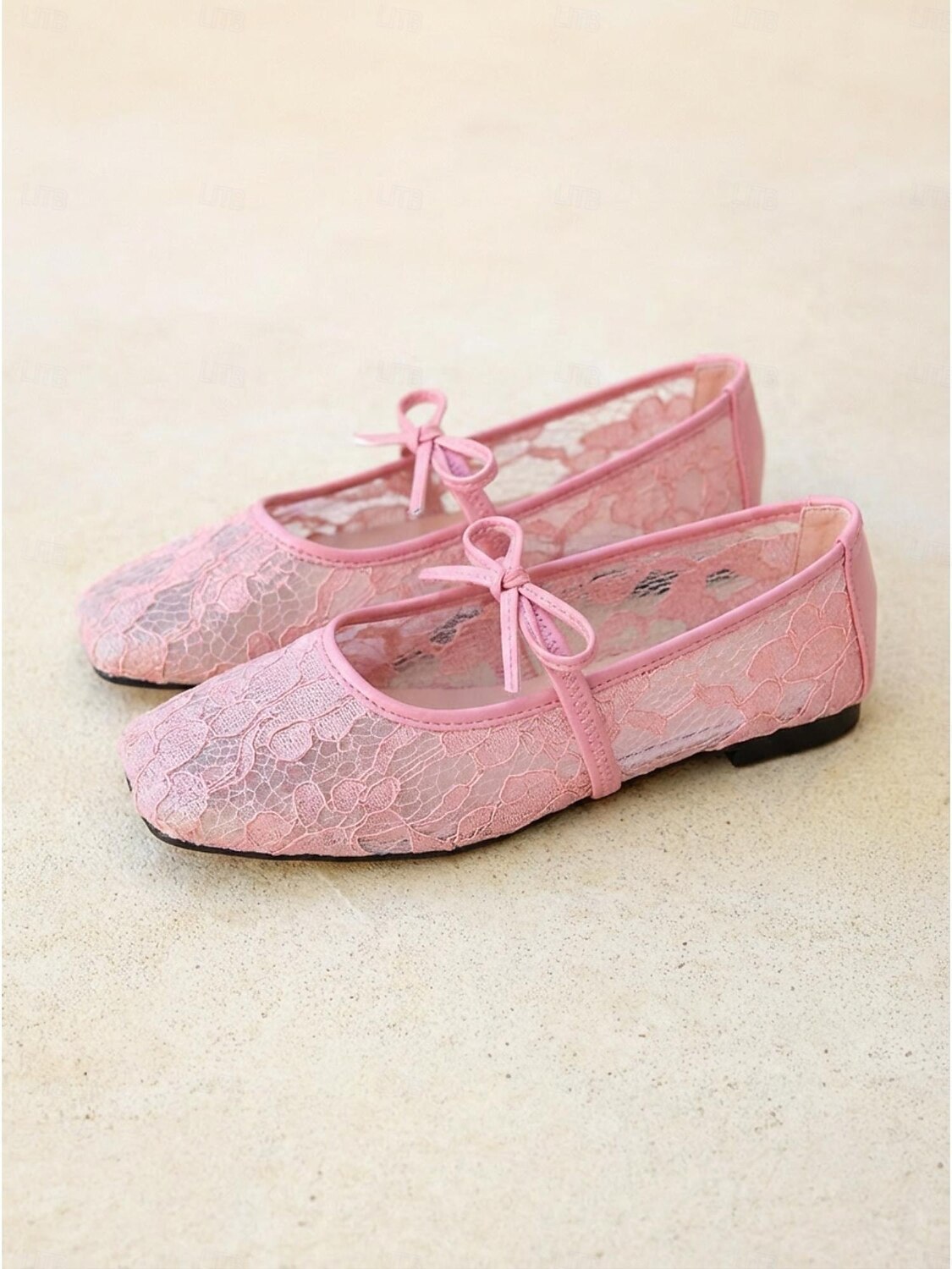 Women's Blush Pink Lace Ballet Flats, Bow-Tie Comfortable Dress Shoes, Elegant Bridesmaid Flats for Garden Weddings 2026 - $34.99 –P5