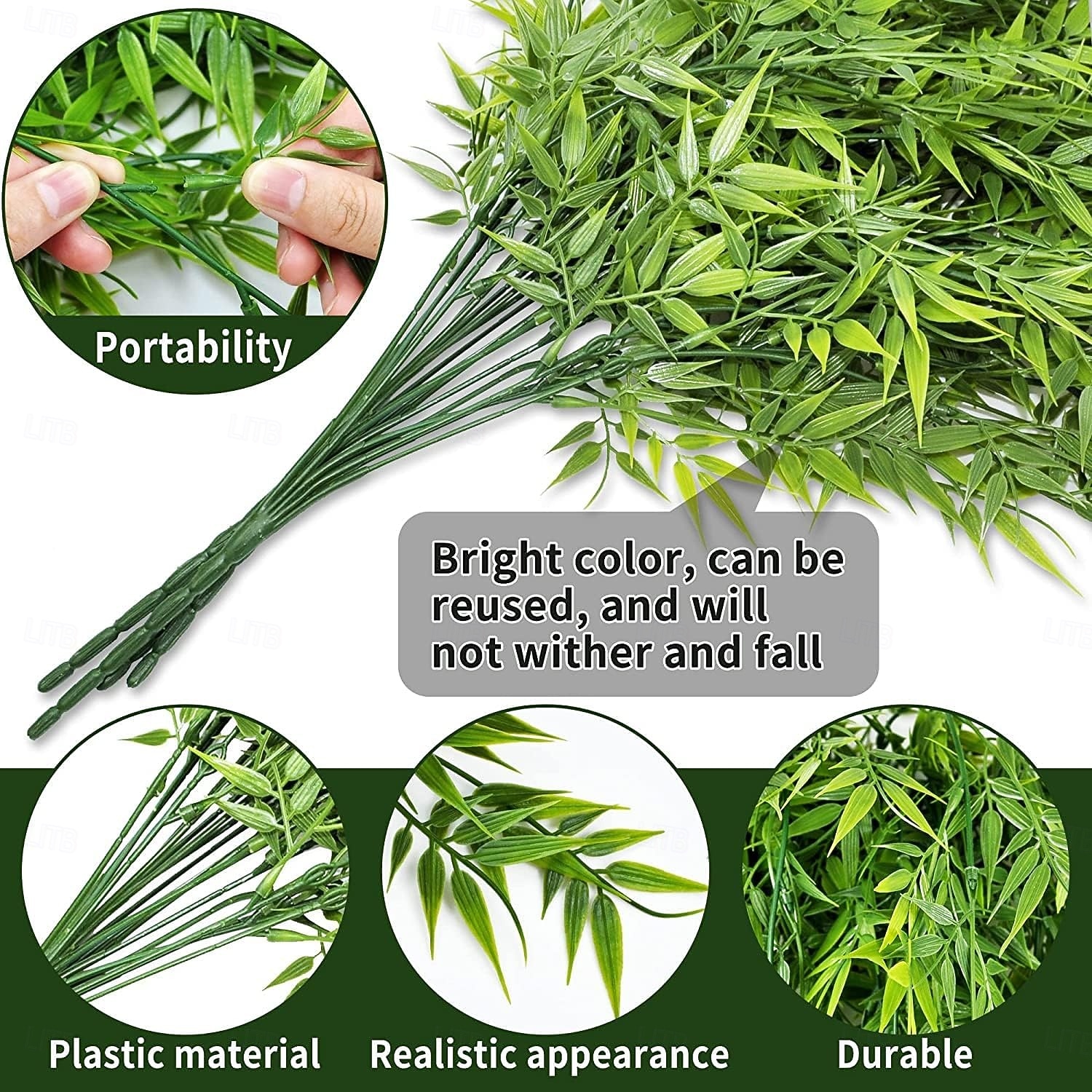 أربع حزم من النباتات الاصطناعية المعلقة، تشمل نباتات الخيزران، وأوراق الكينا، ونباتات اللبلاب، ونباتات اللبلاب الاصطناعية، وديكورات الغرف، وديكورات الحدائق المنزلية، وحفلات الزفاف، والديكورات الداخلية 2026 - $21.99 –P2