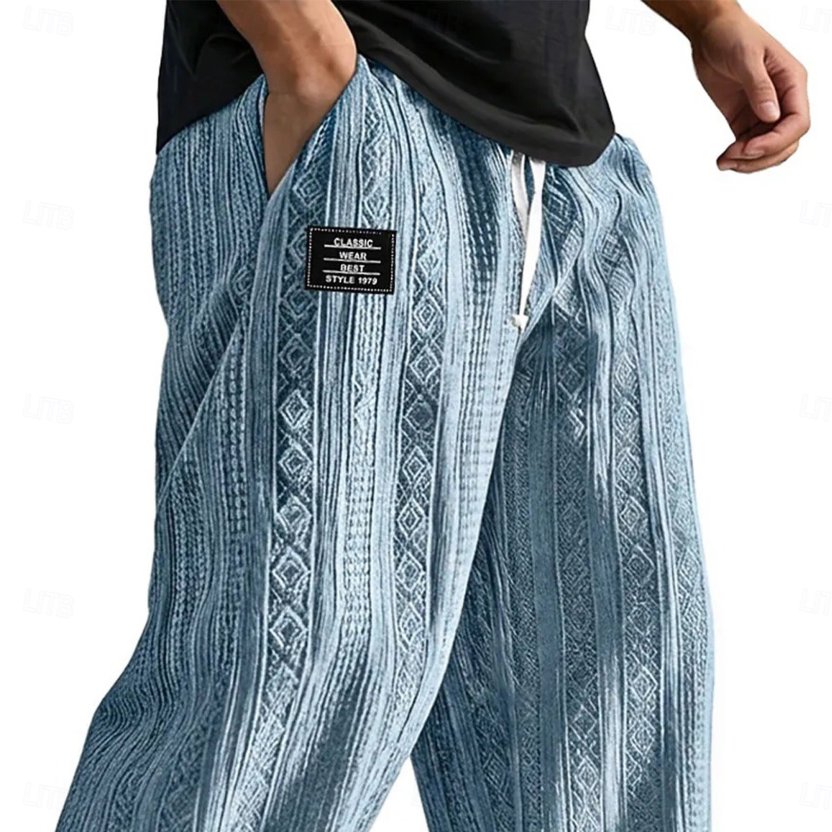 Per uomo Pantaloni Pantaloni Larghi Pantaloni casual Pantaloni testurizzati Jacquard Elastico in vita Gamba Dritta Semplice Traspirante Lunghezza intera Casuale Quotidiano All'aperto Vacanza Moda del 2026 a $25.99 –P2