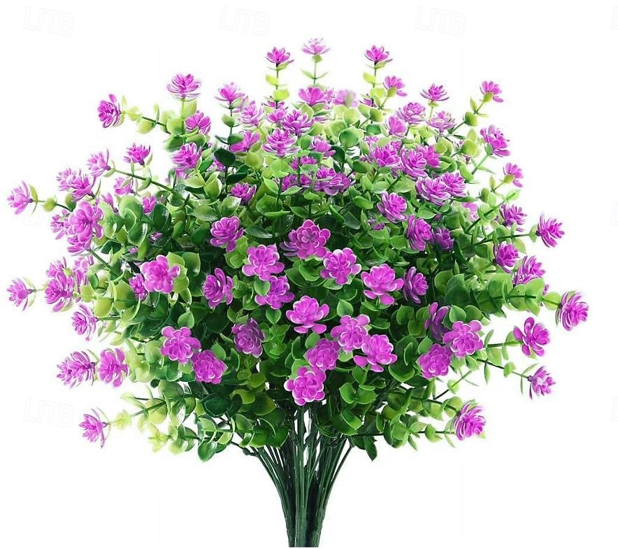 6 חבילות פרחים מלאכותיים פרחים מזויפים חיצוניים לקישוט עמיד בפני UV ללא דהייה צמחי פלסטיק מלאכותיים גינה למרפסת חלון עיצוב ארגזי חלון 2026 - $6.99 –P18