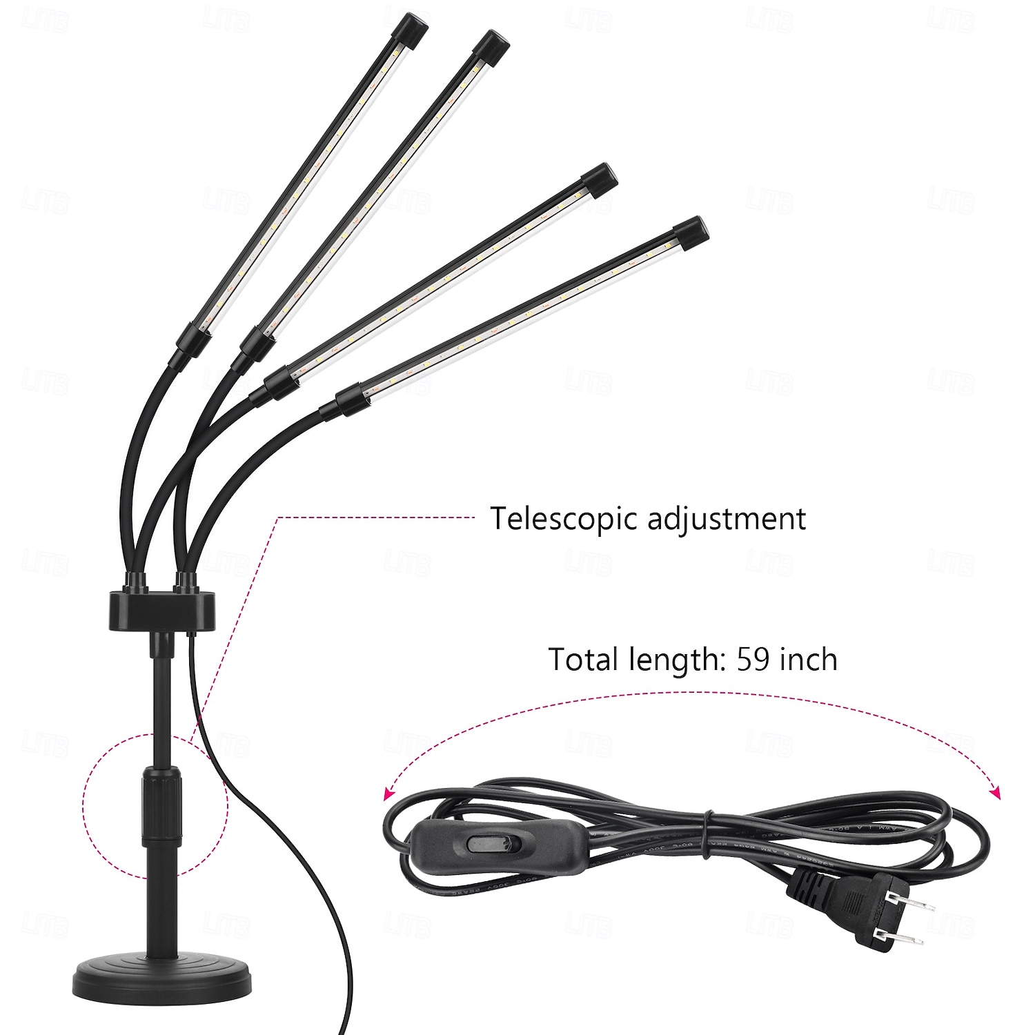 LED Adjustable Desk Plant Grow Light, Full Spectrum for Indoor Plants, Hydroponics, Succulents, Herbs, 3/4/5 Head, USB Powered, 5V, Plant Growth Supplement Light 2026 - $22.99 –P6