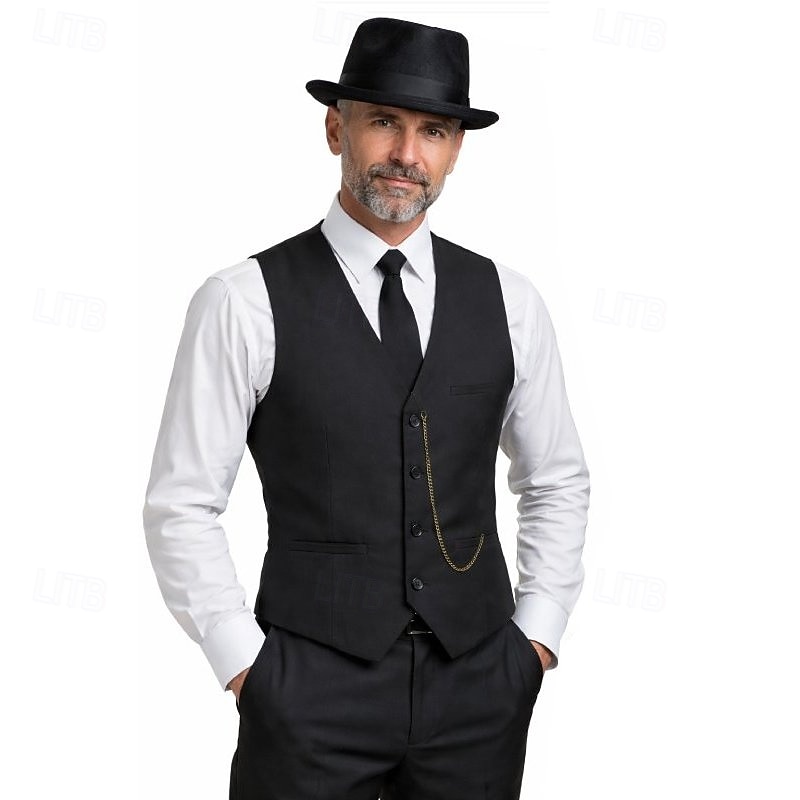 Roaring jaren '20 Jaren 1920 Retro vintage Outfits Hesje Accessoireset Heer Gangster Kostuum Voor heren Carnaval Maskerade Cocktailparty Thema feest Volwassenen Das Ves Meer Accessoires 2026 - $71.99 –P2