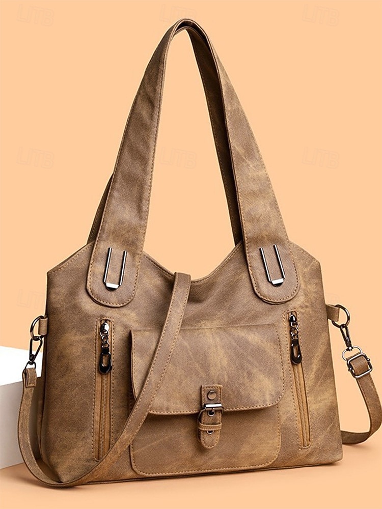 Γυναικεία τσάντα ώμου vintage από απομίμηση δέρματος, μεγάλης χωρητικότητας μετατρέψιμη τσάντα χειρός με λαβή στο πάνω μέρος και λουράκι χιαστί, ρετρό casual τσάντα μεταφοράς για γυναίκες, ιδανική για καθημερινή χρήση, διακοπές και ταξίδια 2026 - $34.99 –P3