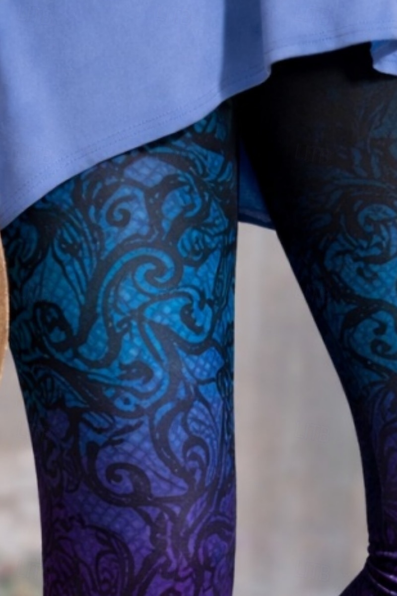 Mujer Chinos Polainas Vacaciones Vintage Ropa de calle Capris Alta cintura Floral Graphic Degradado Estampado Comodidad Suave Cómodo Alta elasticidad Diario Exterior Vacaciones Morado Verano 2026 - $19.99 –P2