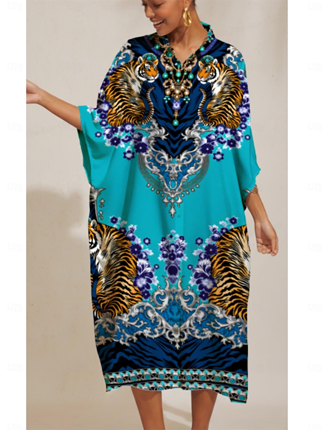 2026年 インディゴタイグレスシフォンバケーションシャツドレス  コレクション – $91.99 –P1