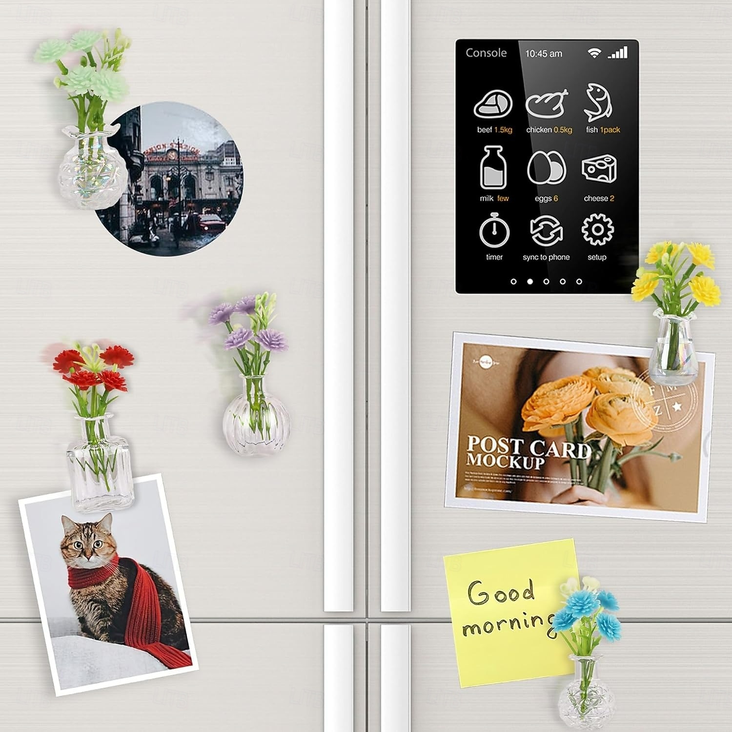 Confezione da 5 graziosi mini vasi magnetici per frigorifero, piccoli vasi di vetro con fiori, decorazioni magnetiche per frigorifero per cucina, ufficio, armadietto del 2026 a $21.99 –P6