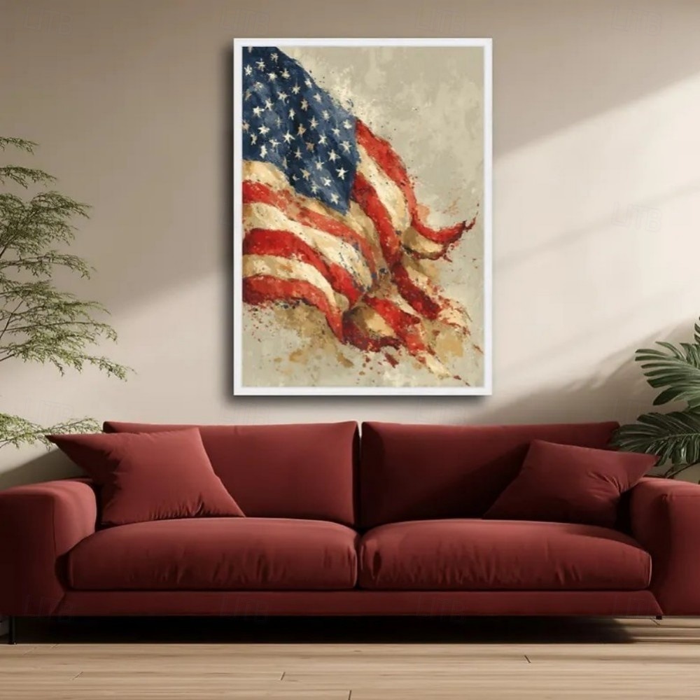 America 250 Years Handmade Oil Painting Canvas Wall Art Decoration American Flag Stars Stripes for Home Decor Rolled Frameless Unstretched Painting 2026 - $195.93 –P6