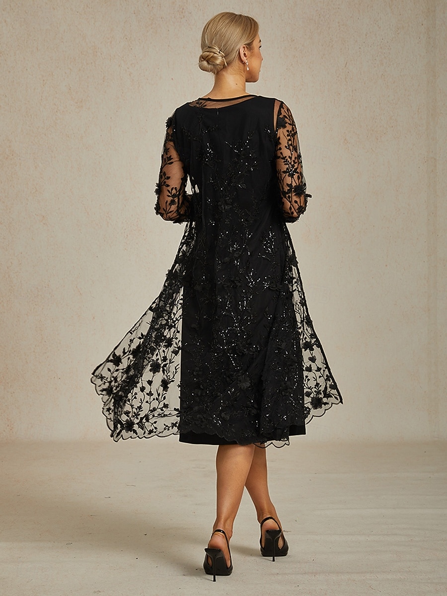 Női Blézer Dzsekik Kényelmes Csipke Hímzett Flitter Strassz Elegáns Virágos Hétköznapi Napi Kerek nyakkivágás Normál Háromnegyedes Felsőruházat Fekete Nyár Tavasz 2026 - $103.99 –P2