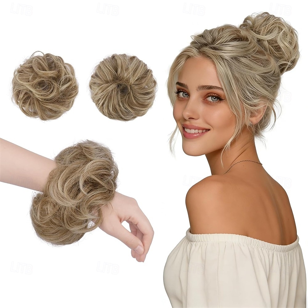 2PCs Small Messy Bun Hair Piece for Thin Hair Women Girl Mini Synthetic Elastic Wavy Space-bun Scrunchies Updo Hairpi 2026 - $12.99 –P1