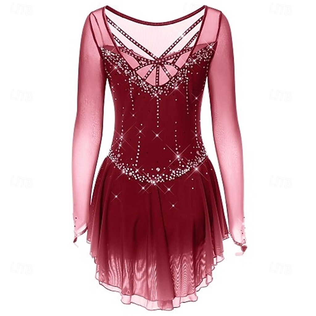 Vestido de patinaje artístico Chica Patinaje Sobre Hielo Vestidos Negro Blanco Amarillo Retazos Costura asimétrica Elástico Entrenamiento Competición Ropa de Patinaje Clásico Cristal / Strass Manga 2026 - $241.49 –P11