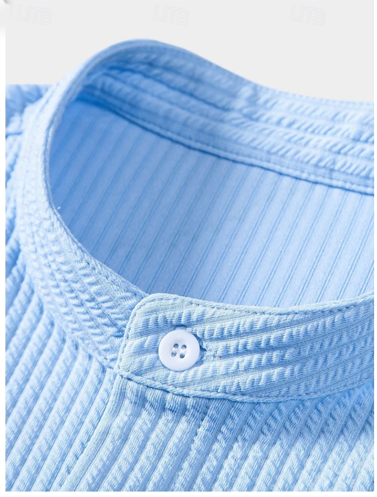 Men's Shirt Summer Shirt Beach Wear Corduroy Shirt Navy Blue Short Sleeve Plain Stand Collar Mandarin Collar Henley Casual Daily Clothing Apparel Fashion Casual Comfortable Smart Casual 2026 - E£1355.38 –P4