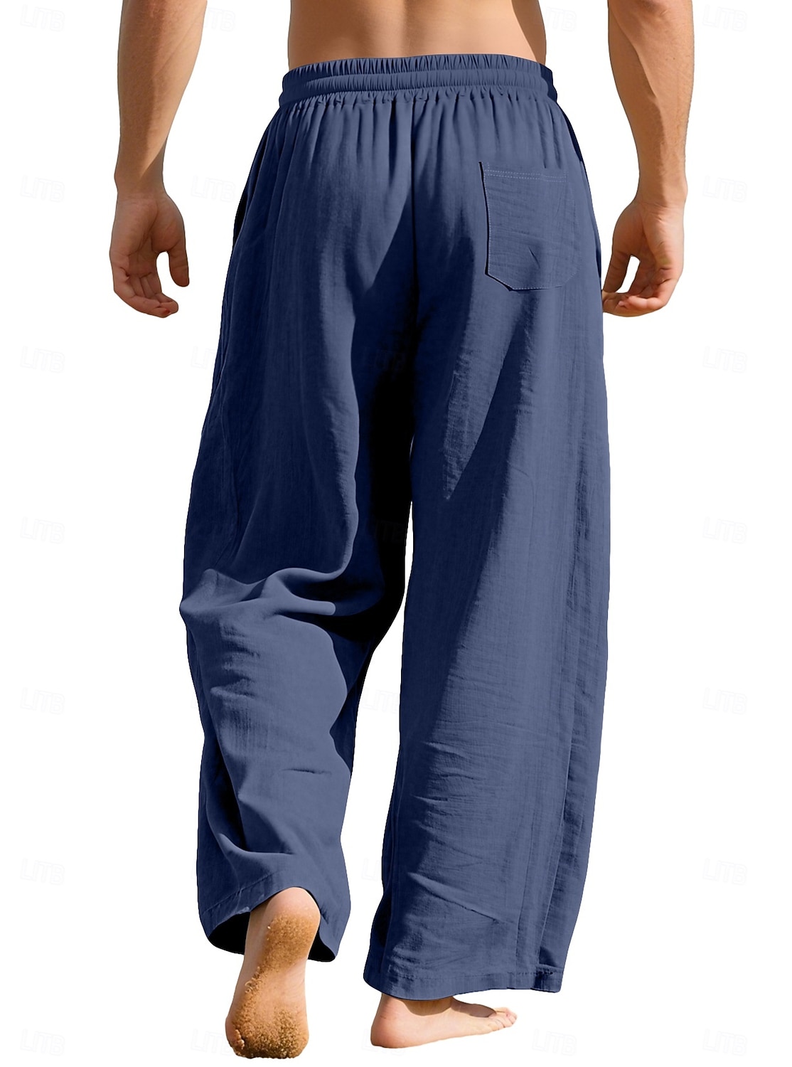 Herren Leinenhosen Hose Sommerhose Kordelzug Elastischer Bund Gerader Schnitt Einfach Komfort Atmungsaktiv Volle Länge Lässig Täglich Ferien Mode Klassicher Stil Blau Schwarz Unelastisch 2026 - $21.99 –P6