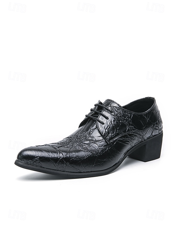Pantofi eleganți bărbătești din piele ecologică maro cu model de crocodil, pantofi de mireasă premium pentru miri și invitați preocupați de modă 2026 - $54.99 –P7