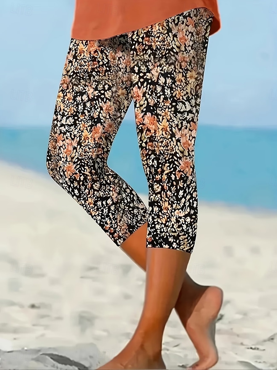 Per donna Chinos Leggings Vacanza Vintage Streetwear Capri Vita Alta Floreale Grafico Stampa Comodità Morbido Confortevole Elasticizzato Quotidiano All'aperto Vacanza Blu marino Estate Primavera del 2026 a $19.99 –P1