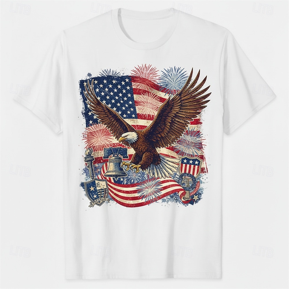 Patriotic T-shirt Graphic Tee USA Retro Vintage Patriotic T-shirt Sleeve 1776-2026 for Unisex Adults' 3D Print  for Independence Day / the Fourth of July 4th of July Party 2026 - $14.99 –P3