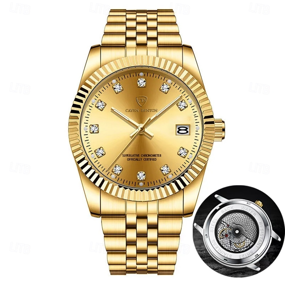 Men's Watch, Men's Charming Luxury Watch, Rhinestone Decoration, Calendar Function, Night Light Display, Men's Fashionable Casual Watch, Best Men's Accessory, and Best Men's Gift Selection 2026 - $34.99 –P1