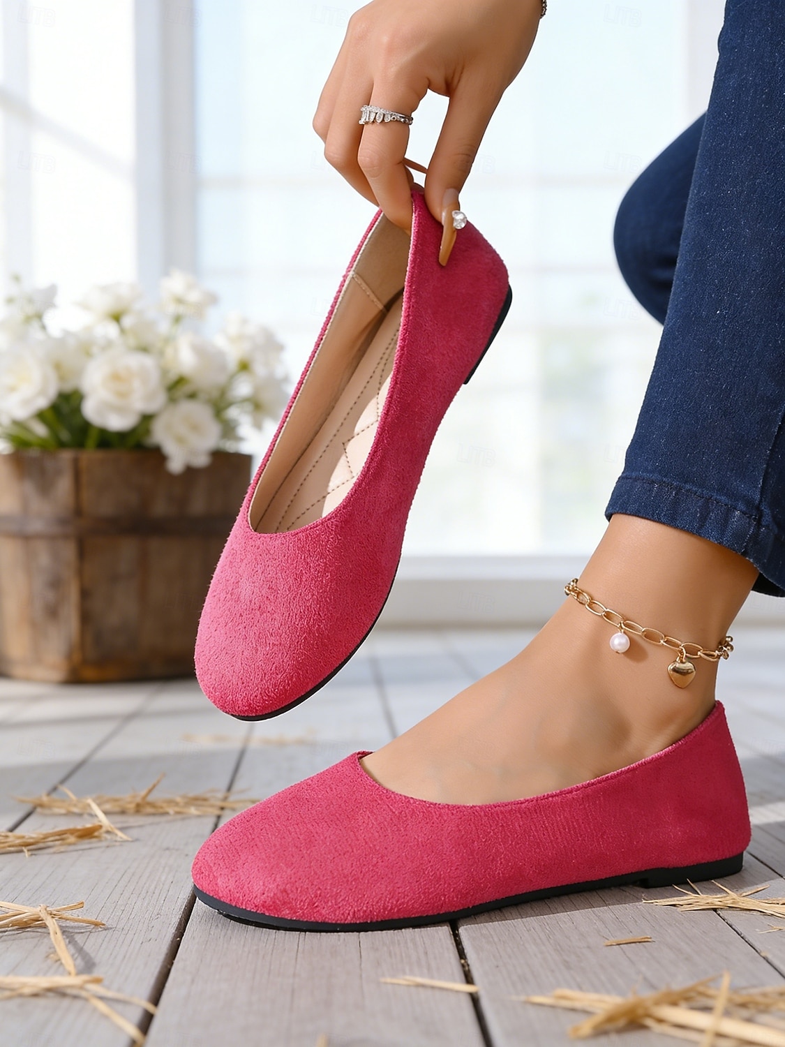 damerosa ballerinasko - lette slip-on komfortsko, minimalistisk hverdagsstil for voksne, ideelle for daglig bruk, kontor, reise, turgåing &helgeturer 2026 - $19.99 –P6