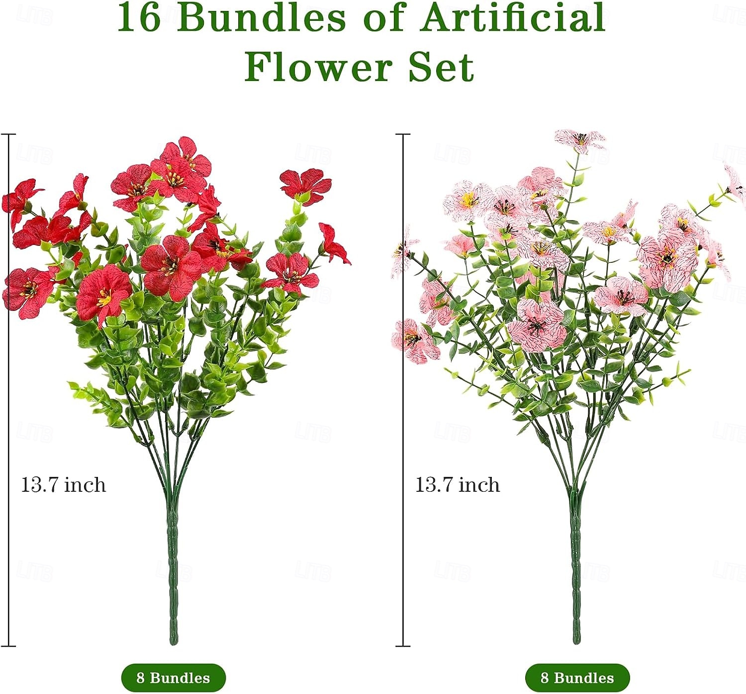 16 Bündel künstliche Blumen für den Außenbereich, farbechte Kunstblumen aus Kunststoff, künstliche Pflanzen für Hängeampeln, Dekoration für drinnen und draußen, Garten, Veranda, Fensterkasten, 2026 - $31.99 –P7