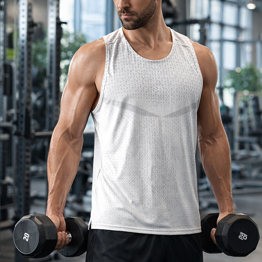 Herren Einfarbig Lauf-T-Shirt Kompressionsshirt Sportshirt Sporttop Sommer Ärmellos Schnelltrocknend Feuchtigkeitsableitend Atmungsaktiv Fitnesstraining Gehen Joggen Blau Schwarz Weiß Sportbekleidung 2026 - $18.99 –P5